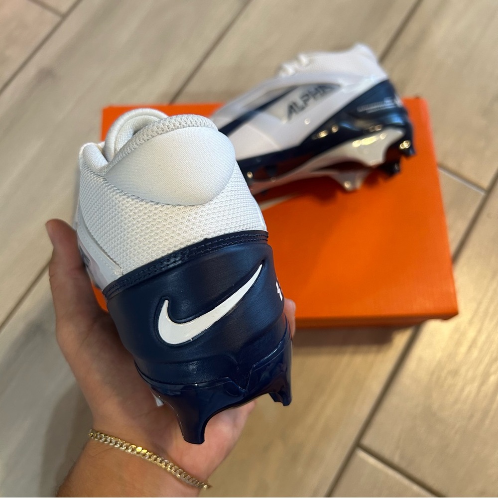 NIKE ALPHA MENACE 4 PRO FOOTBALL CLEATS WHITE/NAVY BLUE Size 7.5 - Picture 3 of 5